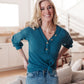 Waffle Love Thermal Top In Blue