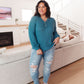 Waffle Love Thermal Top In Blue