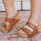 Walk Me Out Buckle Wedge Sandal Cognac