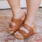 Walk Me Out Buckle Wedge Sandal Cognac