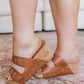 Walk Me Out Buckle Wedge Sandal Cognac
