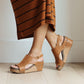 Walk This Way Wedge Sandals in Cognac