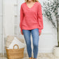 Wide V Neck Waffle Knit Sweater In Rose