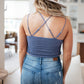 Wild And Free Crop Top in Dusty Blue