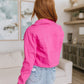With a Whisper Denim Jacket in Hot Pink