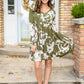 Worthwhile Moment Floral Tiered Dress In Olive