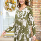 Worthwhile Moment Floral Tiered Dress In Olive