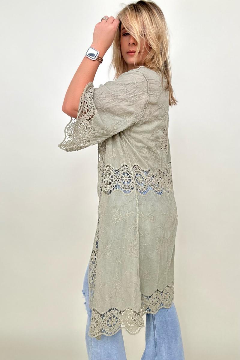 Crochet Open Patch Longline Kimono