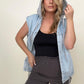 Relaxed Fit Hooded Denim Vest Jacket