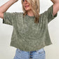 French Terry Acid Wash Raw Edge Crop Top - Multiple colors