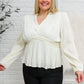 Xanidu Long Sleeve V Neck Blouse in White