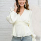 Xanidu Long Sleeve V Neck Blouse in White