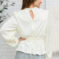 Xanidu Long Sleeve V Neck Blouse in White