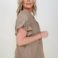 Woven Button Down Ruffle Sleeve Top - Multiple Colors