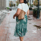 Zoe Floral Middi Skirt in Hunter Green