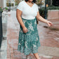 Zoe Floral Middi Skirt in Hunter Green