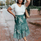 Zoe Floral Middi Skirt in Hunter Green
