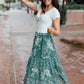 Zoe Floral Middi Skirt in Hunter Green