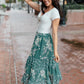Zoe Floral Middi Skirt in Hunter Green