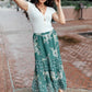 Zoe Floral Middi Skirt in Hunter Green