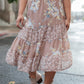 Zoe Floral Middi Skirt in Mocha
