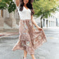 Zoe Floral Middi Skirt in Mocha