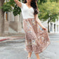 Zoe Floral Middi Skirt in Mocha