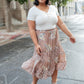 Zoe Floral Middi Skirt in Mocha