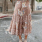 Zoe Floral Middi Skirt in Mocha