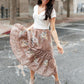 Zoe Floral Middi Skirt in Mocha