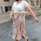 Zoe Floral Middi Skirt in Mocha