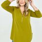 Front Zip-Up 3/4 Sleeve Top