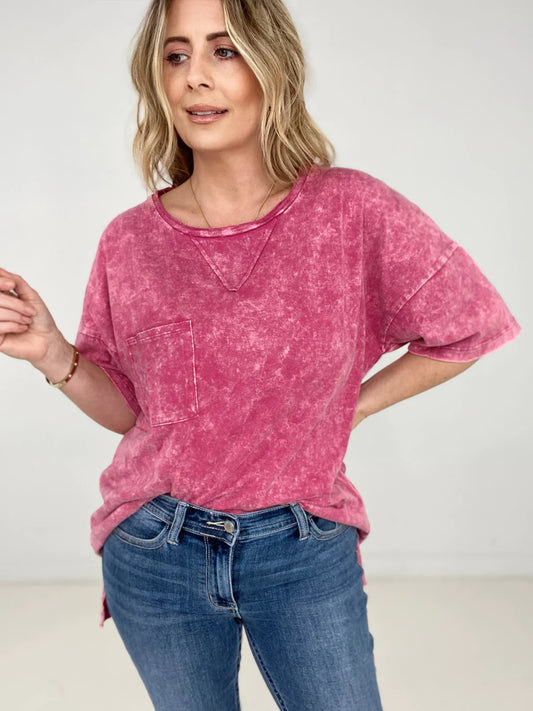 Acid Wash Boyfriend Top