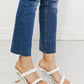 Double Braided Block Heel Sandal in White