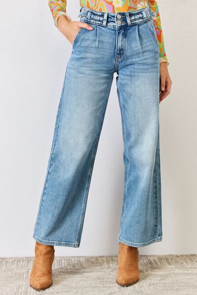 Kancan Pleated Wide Leg Jeans