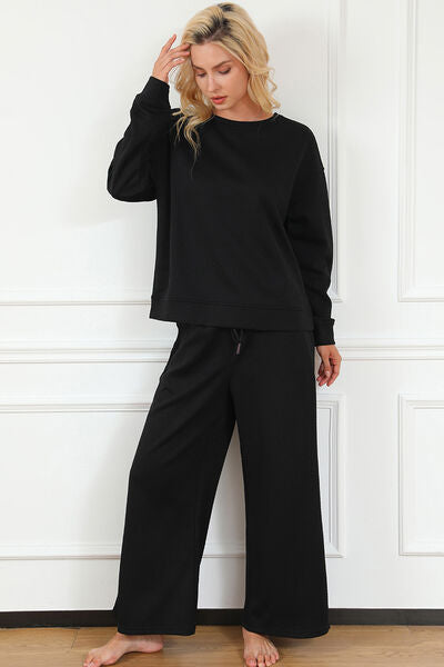 Take Me Away Textured Long Sleeve Top and Pants Set - 6 Colors