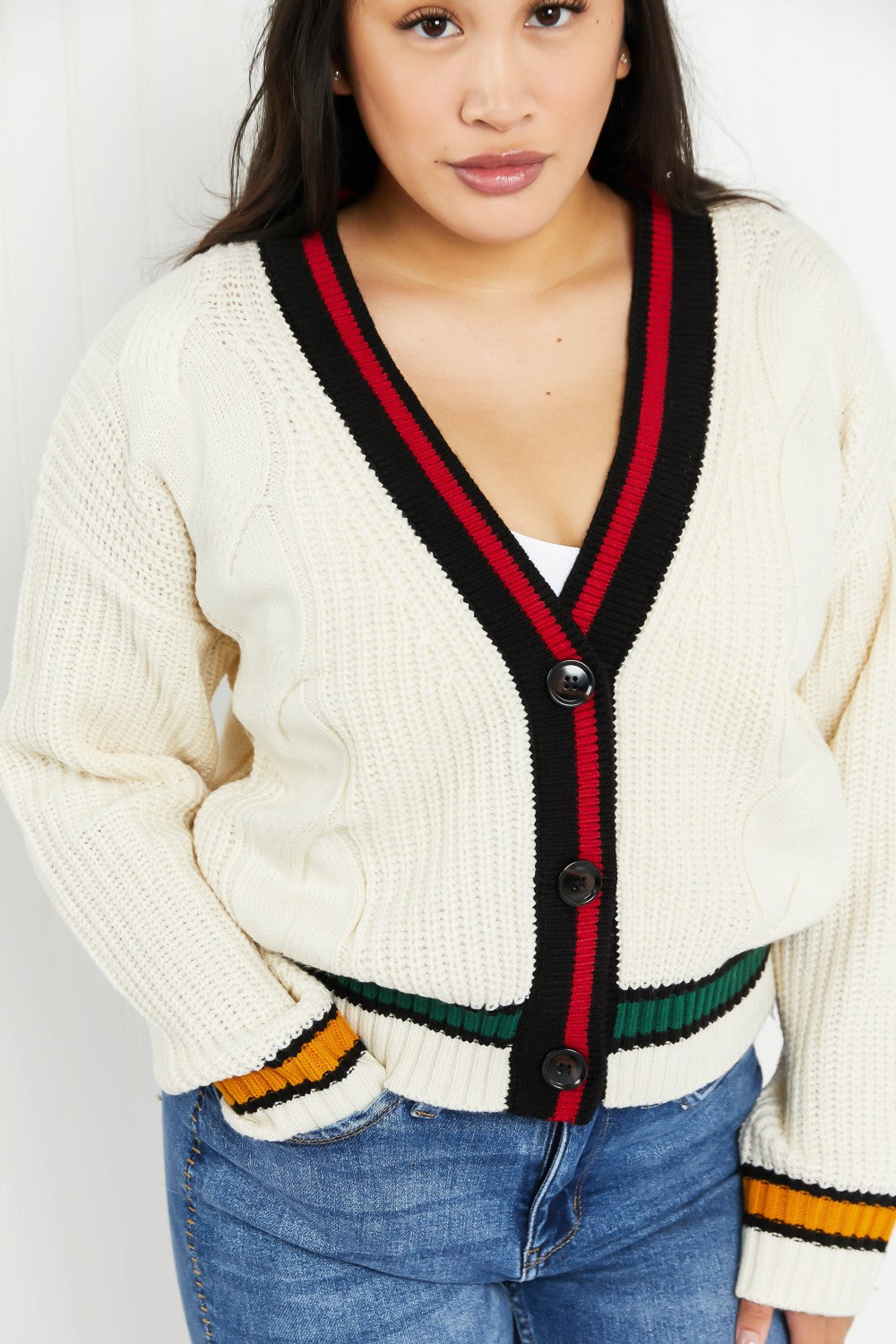 SIZE SMALL Cable Knit Cardigan