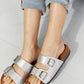 Double Buckle Sandal in Silver