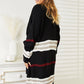 Striped Rib-Knit Drop Shoulder Open Front Cardigan
