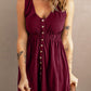 Button Down Sleeveless Dress - (Charcoal, Plum, Navy, Merlot)