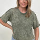 French Terry Acid Wash Raw Edge Crop Top - Multiple colors