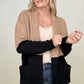 Latte Colorblock Cardigan With Patch Pockets