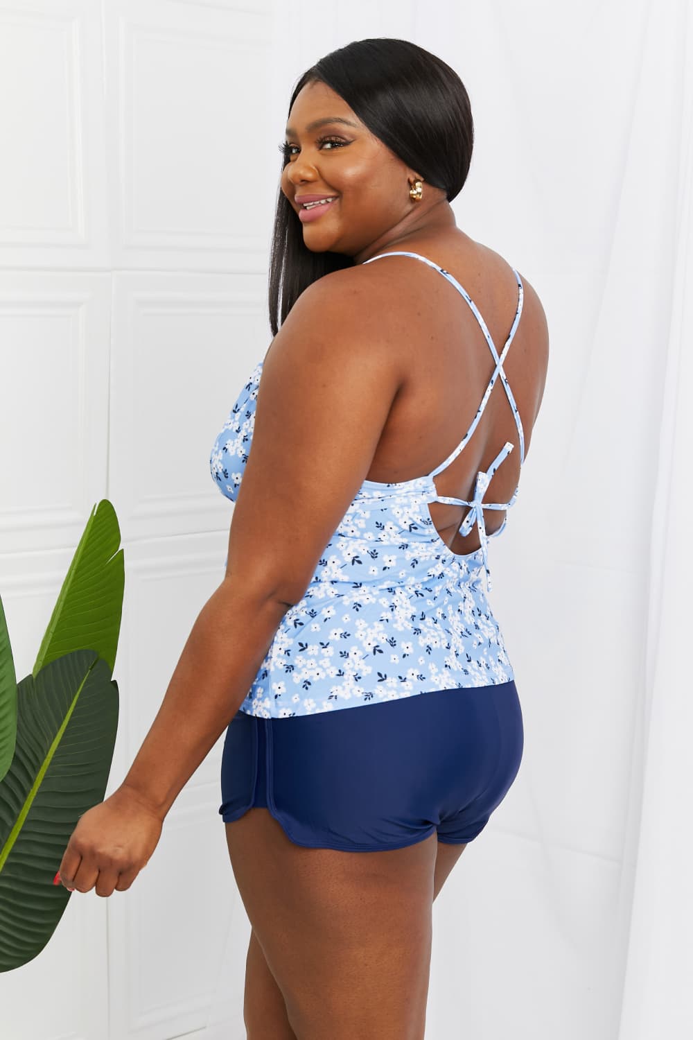 Marina West Swim By The Shore Two-Piece Swimsuit in Blossom Navy
