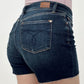 Judy Blue Dark Wash Buttoned Fly Cut Off Denim Shorts