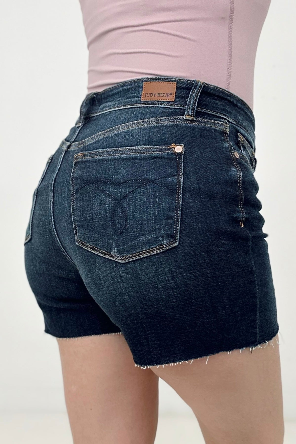 Judy Blue Dark Wash Buttoned Fly Cut Off Denim Shorts