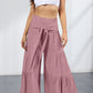 Tie Front Smocked Tiered Culottes