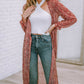 Leopard Tie Waist Flounce Sleeve Cover Up