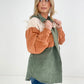 Davi & Dani Contrasting 2-in-1 Layered Look Buttoned Down Jacket