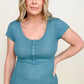 Baby Waffle Snap Button Cap Sleeve Top