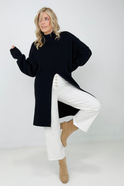 Nora Mockneck Front Slit Sweater